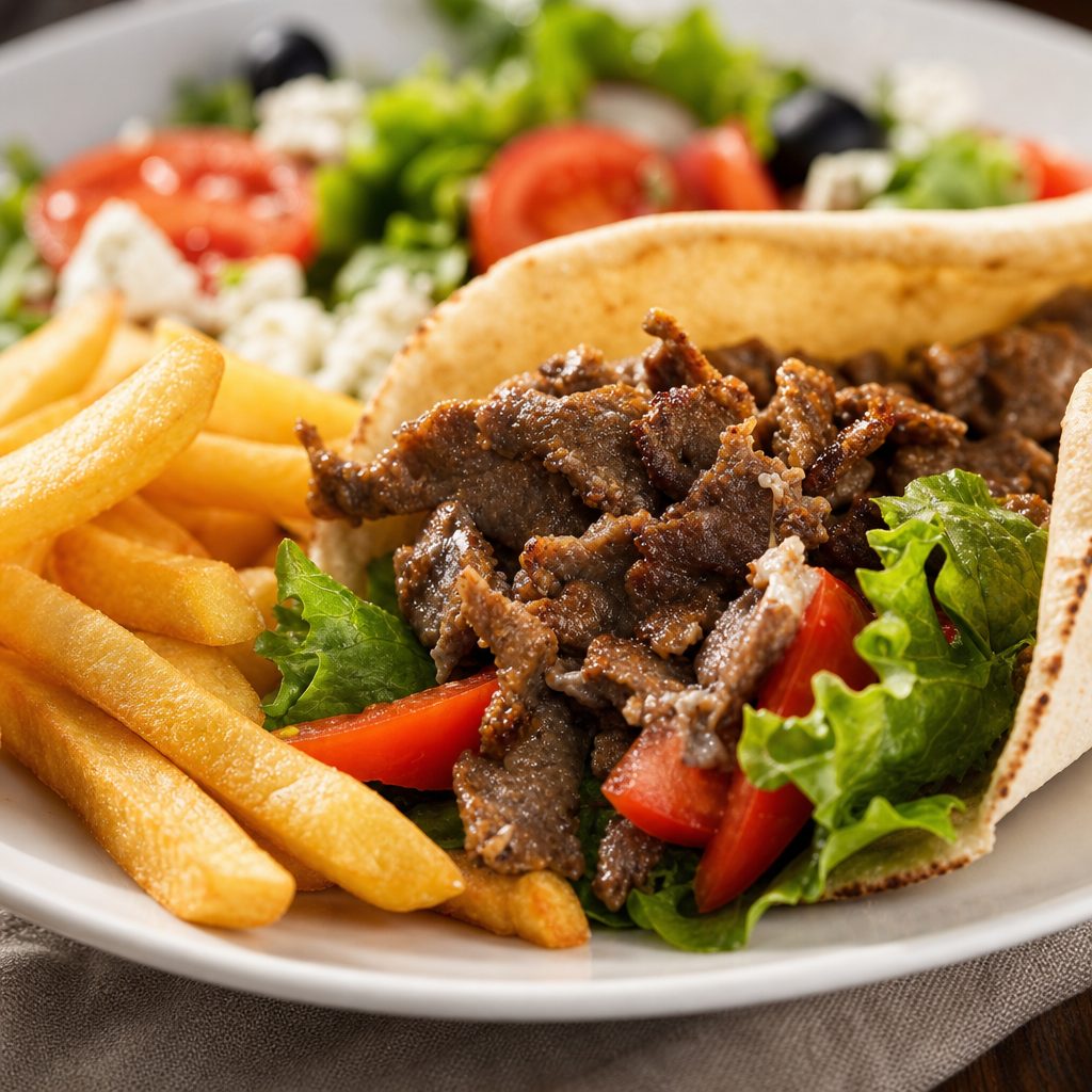 Gyro Sandwich & Fries.